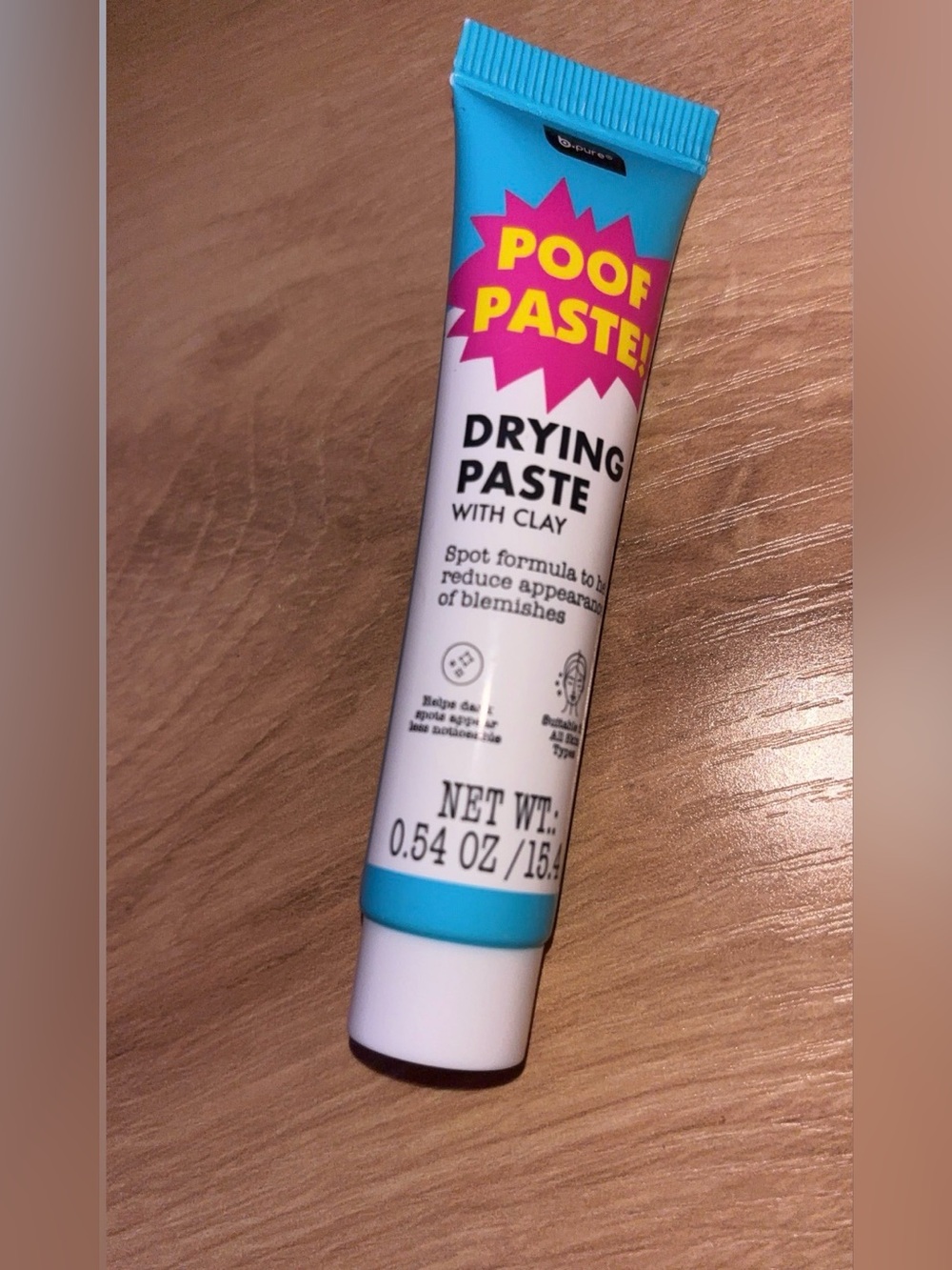 Poof Paste Drying Paste with Clay for acne & blemishes - White & Turquoise Tube